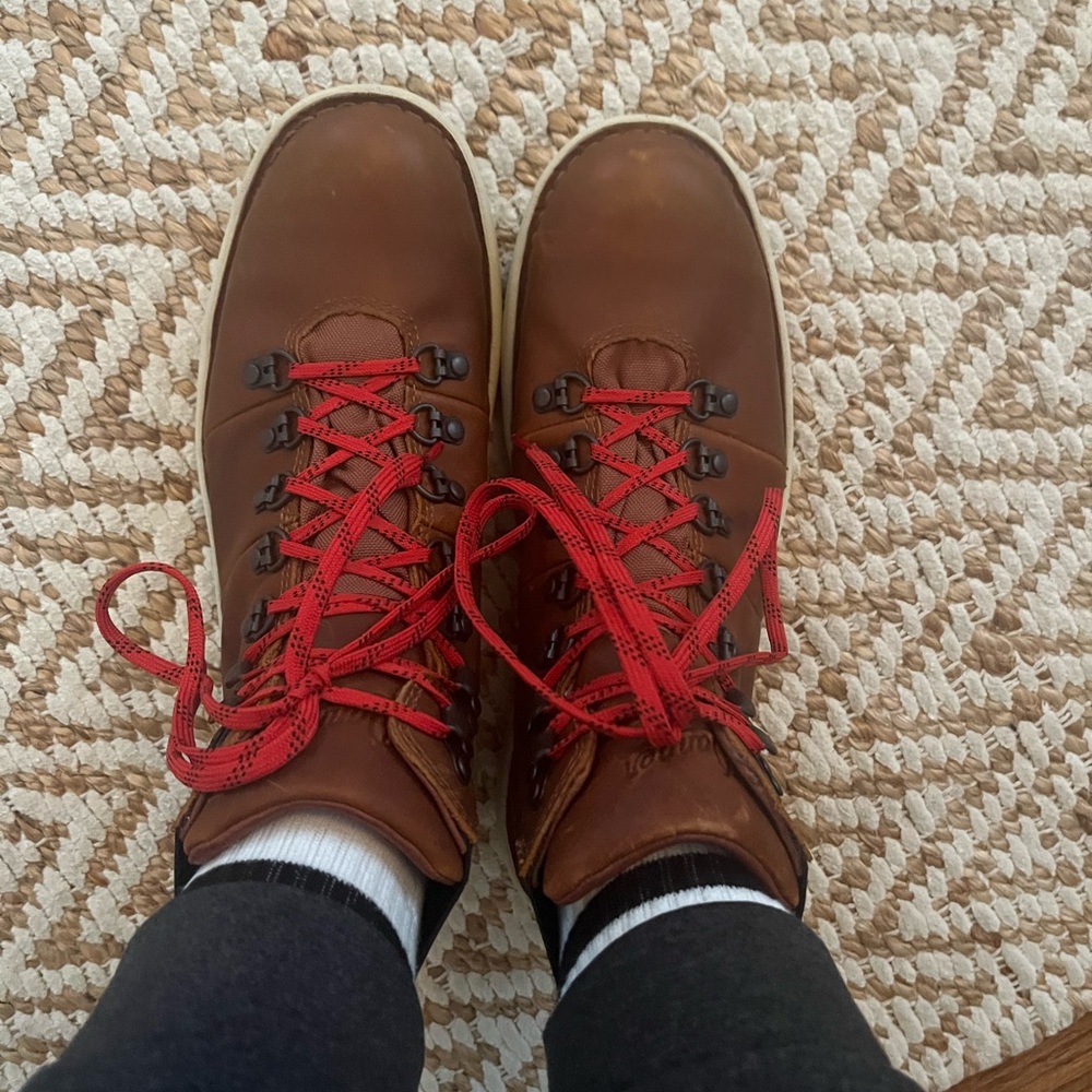 Dinner Brown Leather Hiking Boots with Red Laces - Picture 6 of 6